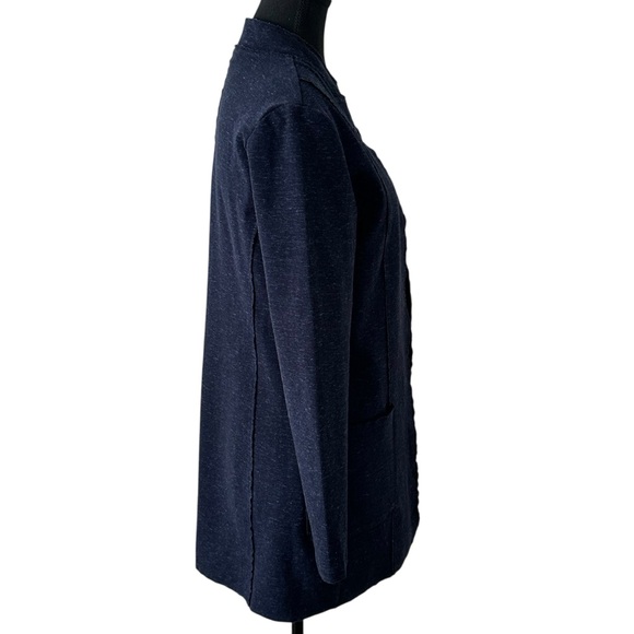 Olsen Cotton Open Navy Blue Long Blazer size 8 - Picture 6 of 17